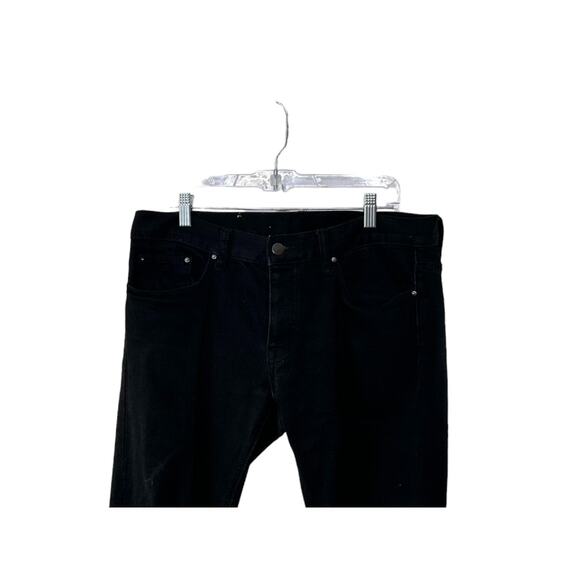 MNML M1 Black Stretch Denim Jean Men's 32x33 Button Fly Zip Hem Distressed - Picture 6 of 7